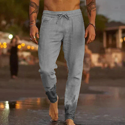 Finn - Casual Linnen Broek Heren met Elastische Taille en Smalle Pijpen