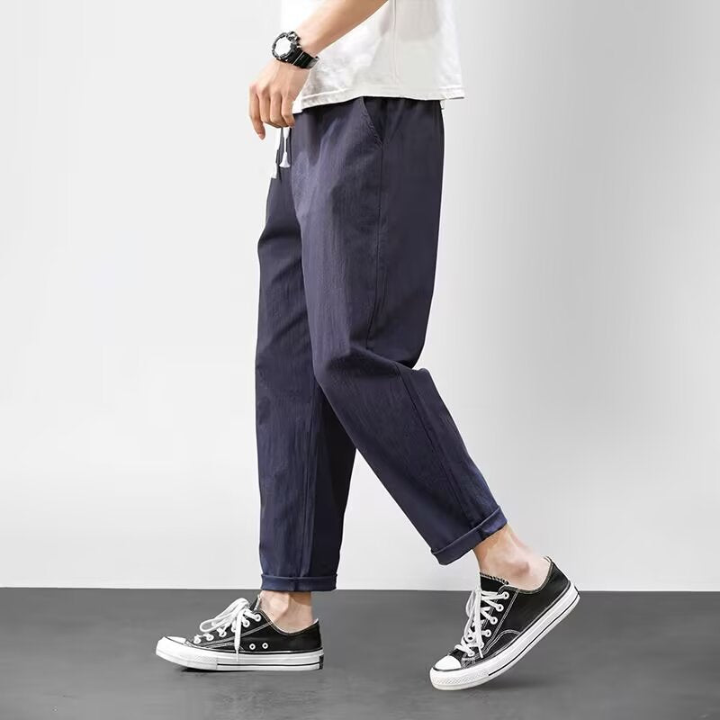 Finn - Casual Linnen Broek Heren met Elastische Tailleband en Trekkoord