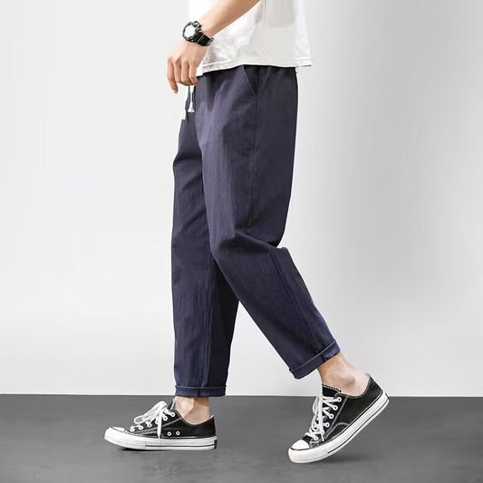 Finn - Casual Linnen Broek Heren met Elastische Tailleband en Trekkoord