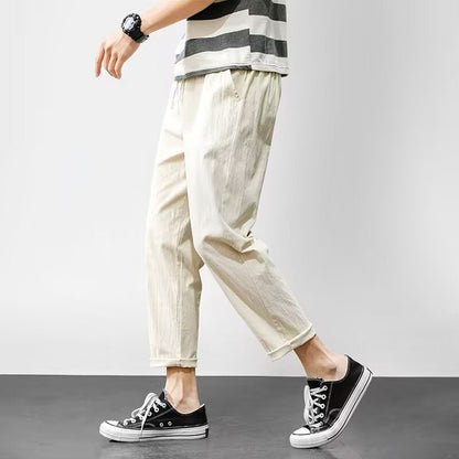 Finn - Casual Linnen Broek Heren met Elastische Tailleband en Trekkoord