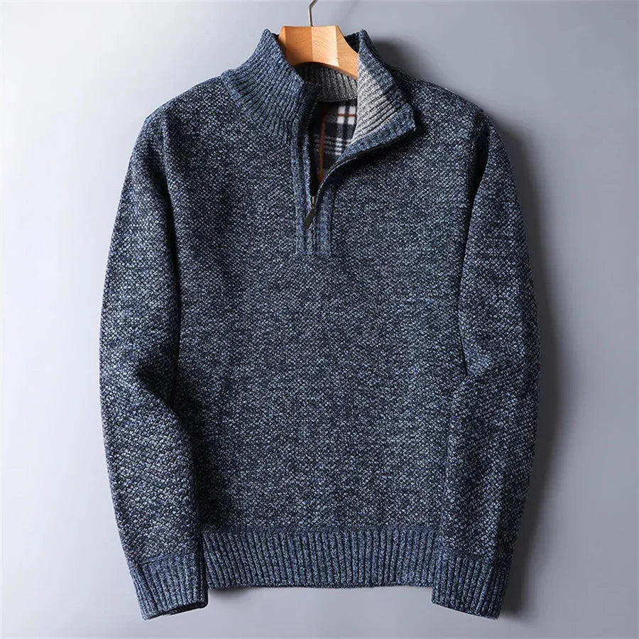Finn - Heren Gebreide Trui met Kwart Rits Kraag en Smart Casual Look