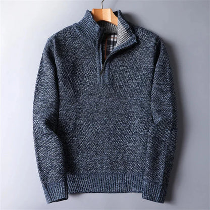 Finn - Heren Gebreide Trui met Kwart Rits Kraag en Smart Casual Look