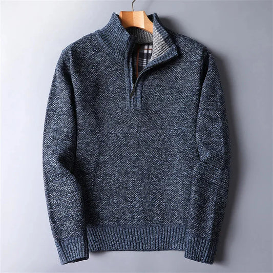 Finn - Heren Gebreide Trui met Kwart Rits Kraag en Smart Casual Look
