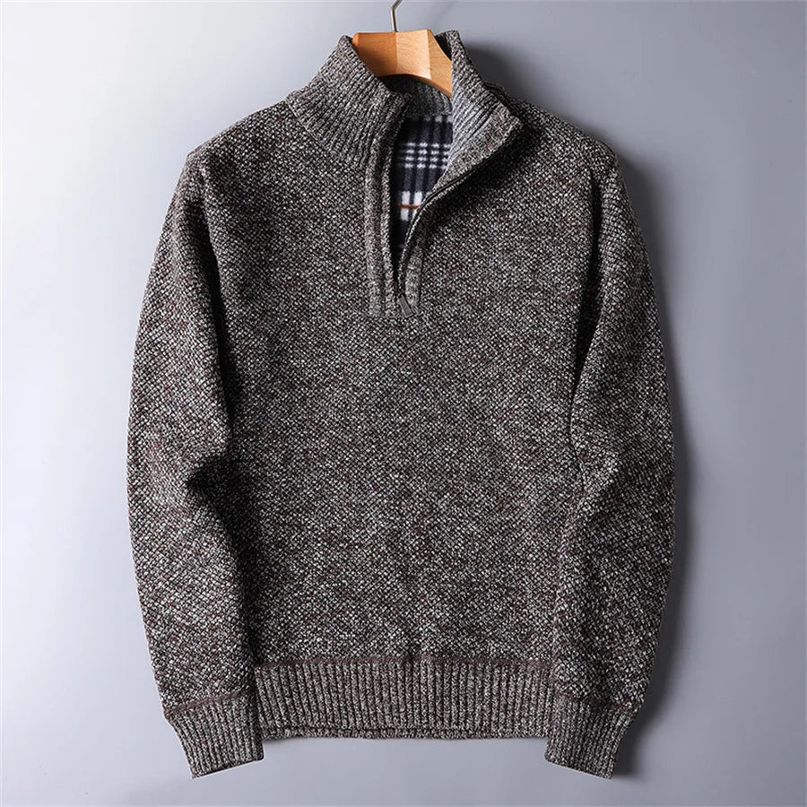 Finn - Heren Gebreide Trui met Kwart Rits Kraag en Smart Casual Look