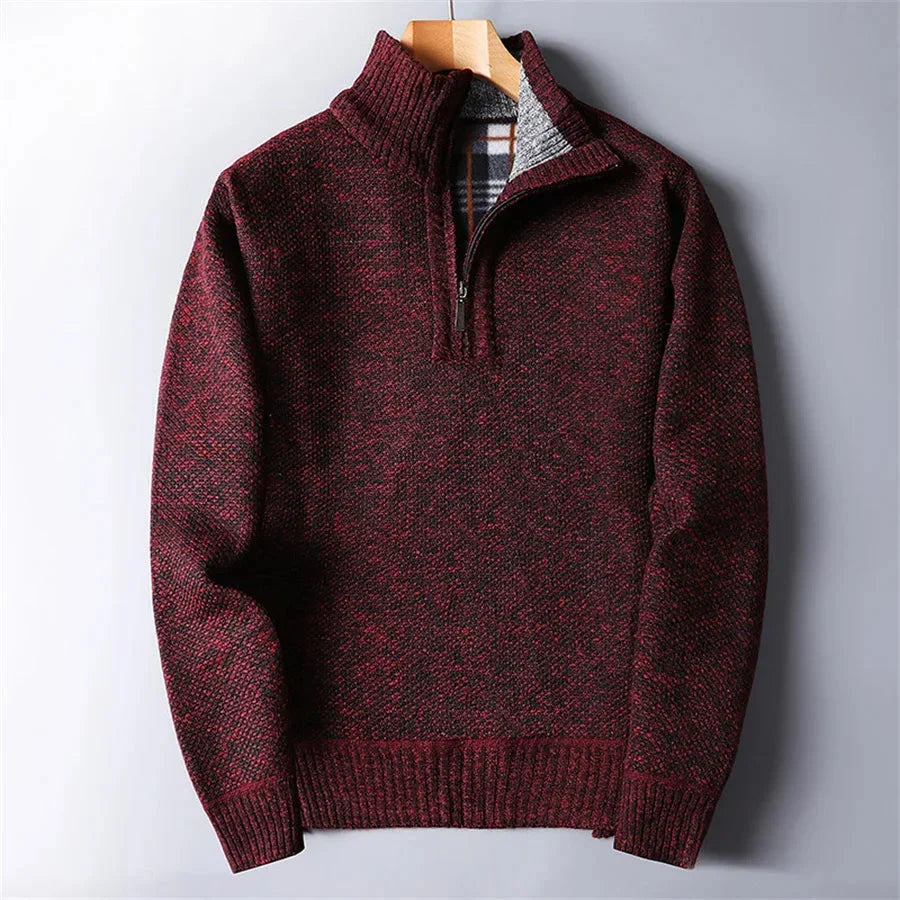 Finn - Heren Gebreide Trui met Kwart Rits Kraag en Smart Casual Look