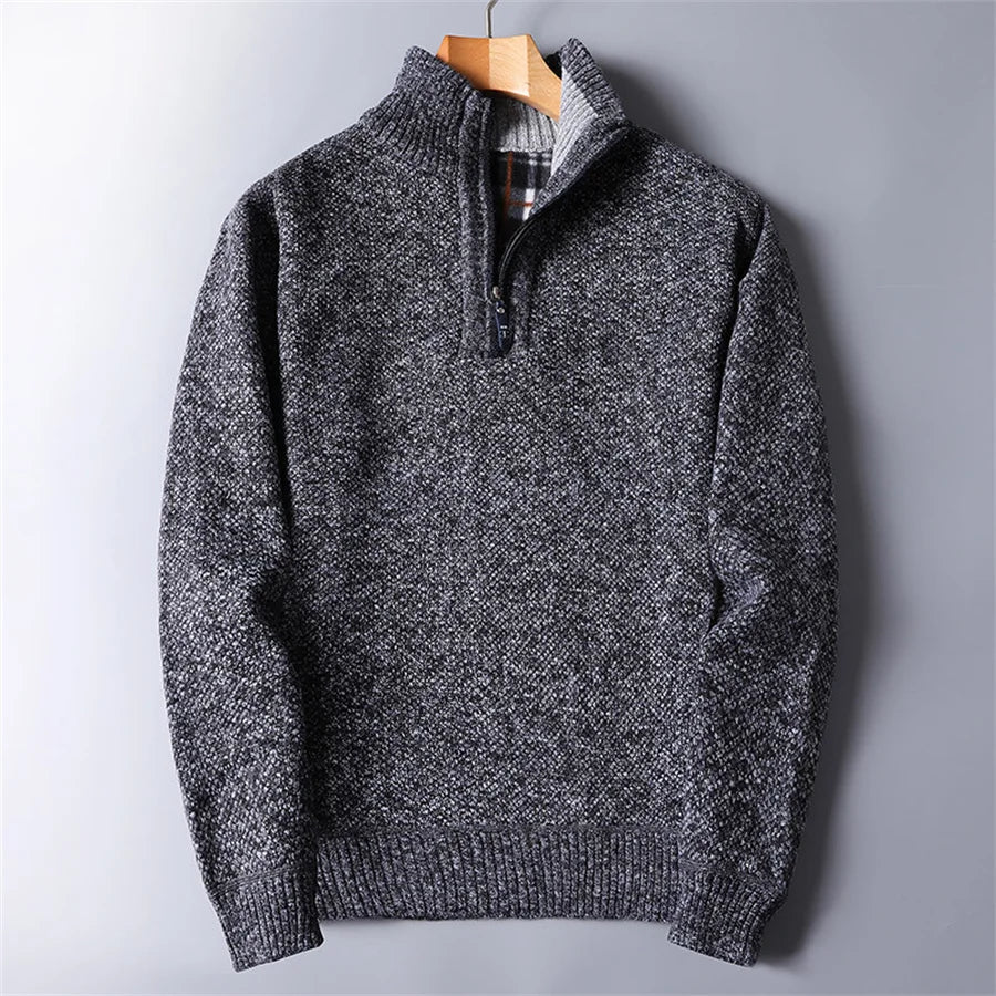 Finn - Heren Gebreide Trui met Kwart Rits Kraag en Smart Casual Look