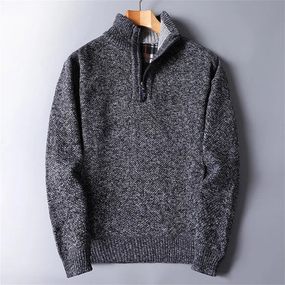 Finn - Heren Gebreide Trui met Kwart Rits Kraag en Smart Casual Look