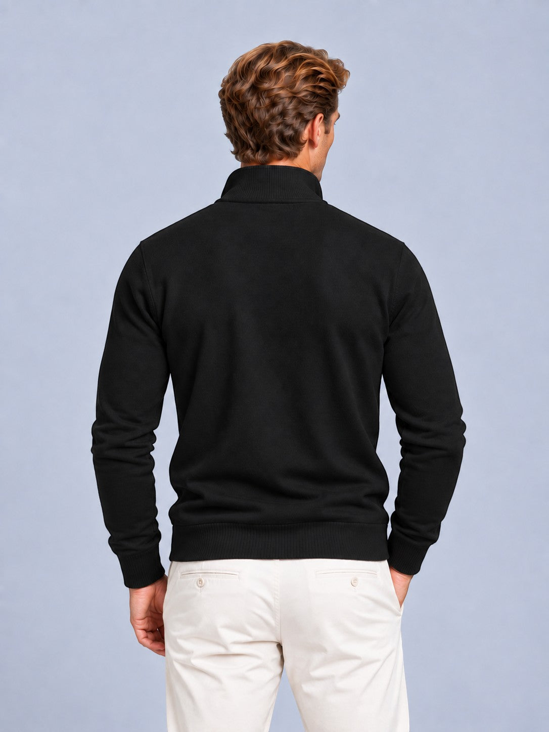 Finn - Heren Half Zip Trui in Nette Stijl met Opstaande Kraag en Ribboorden