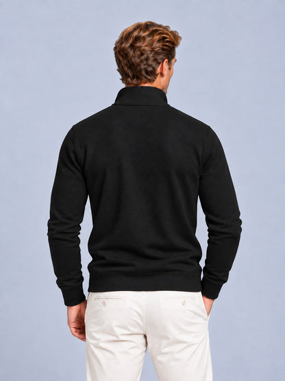 Finn - Heren Half Zip Trui in Nette Stijl met Opstaande Kraag en Ribboorden