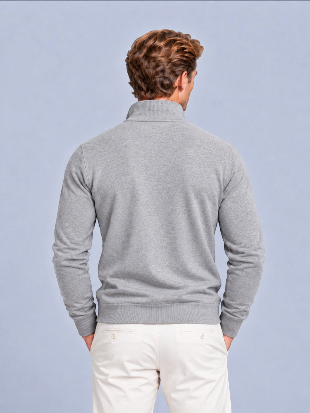 Finn - Heren Half Zip Trui in Nette Stijl met Opstaande Kraag en Ribboorden