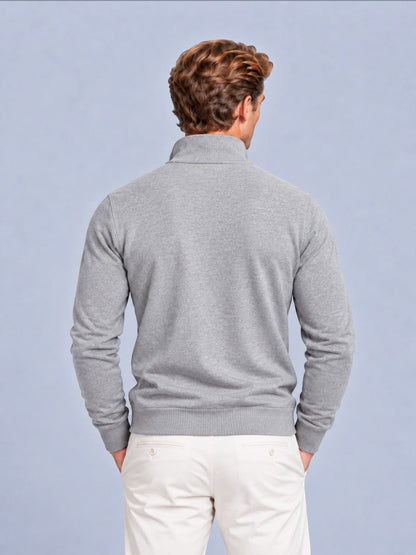 Finn - Heren Half Zip Trui in Nette Stijl met Opstaande Kraag en Ribboorden