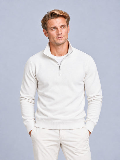 Finn - Heren Half Zip Trui in Nette Stijl met Opstaande Kraag en Ribboorden