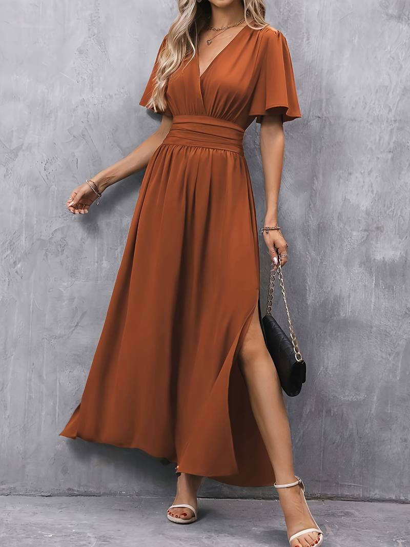 Fleur - Elegante Zomerjurk Dames met Diepe V-hals en Vlindermouwen