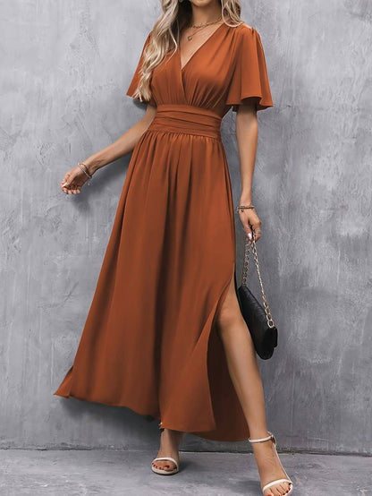 Fleur - Elegante Zomerjurk Dames met Diepe V-hals en Vlindermouwen