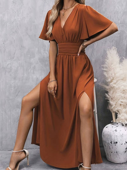 Fleur - Elegante Zomerjurk Dames met Diepe V-hals en Vlindermouwen
