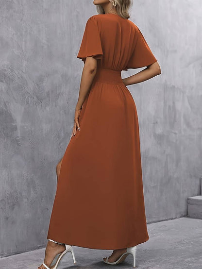 Fleur - Elegante Zomerjurk Dames met Diepe V-hals en Vlindermouwen