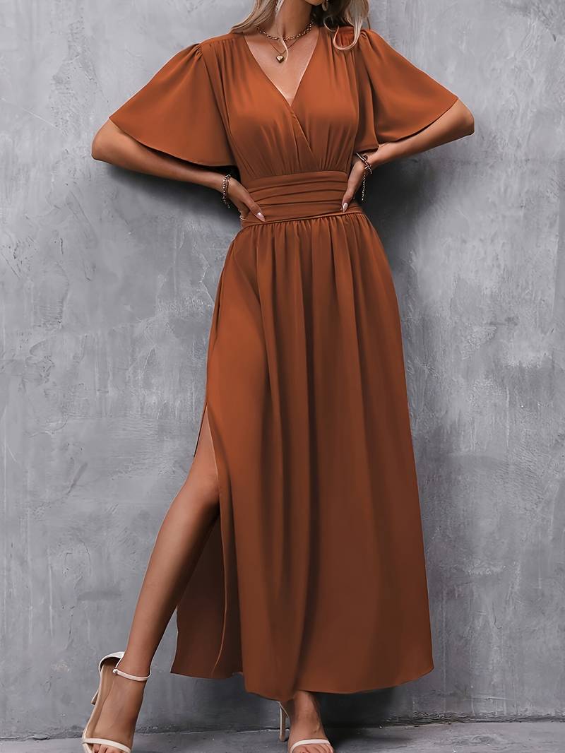 Fleur - Elegante Zomerjurk Dames met Diepe V-hals en Vlindermouwen
