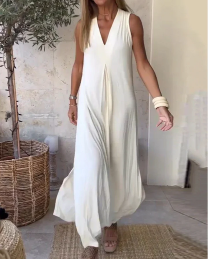 Floor - Casual Bruiloft Gastenjurk Dames met Diepe V-hals en Zijsplit