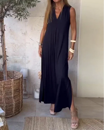 Floor - Casual Bruiloft Gastenjurk Dames met Diepe V-hals en Zijsplit