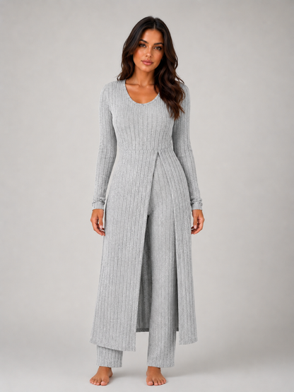 Floor - Dames Loungewear Set Tweedelig met Lang Vest en Wijde Broek