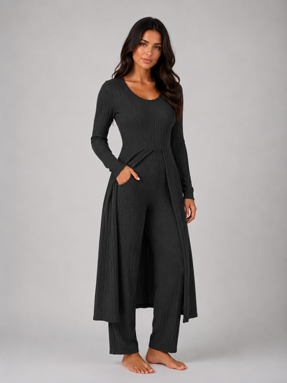 Floor - Dames Loungewear Set Tweedelig met Lang Vest en Wijde Broek