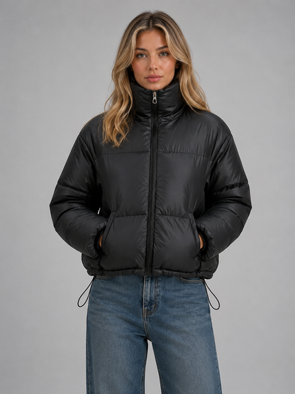 Floor - Dames Pufferjas Cropped met Opstaande Kraag en Ritssluiting