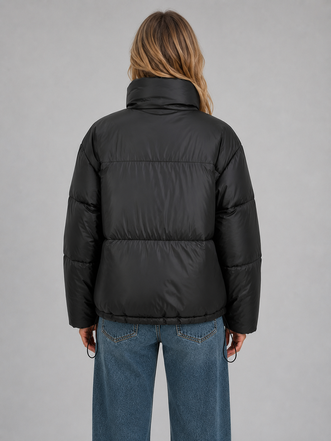 Floor - Dames Pufferjas Cropped met Opstaande Kraag en Ritssluiting
