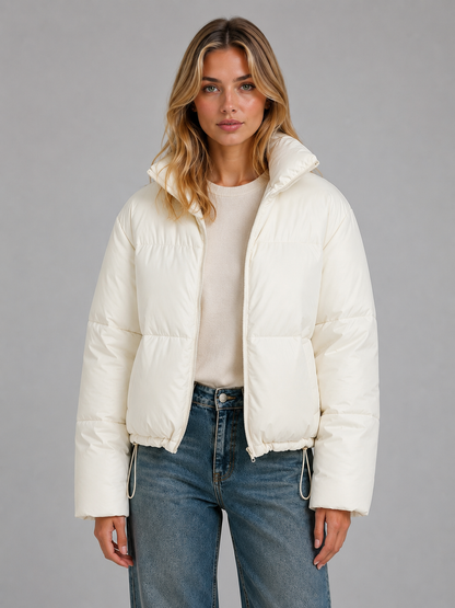 Floor - Dames Pufferjas Cropped met Opstaande Kraag en Ritssluiting
