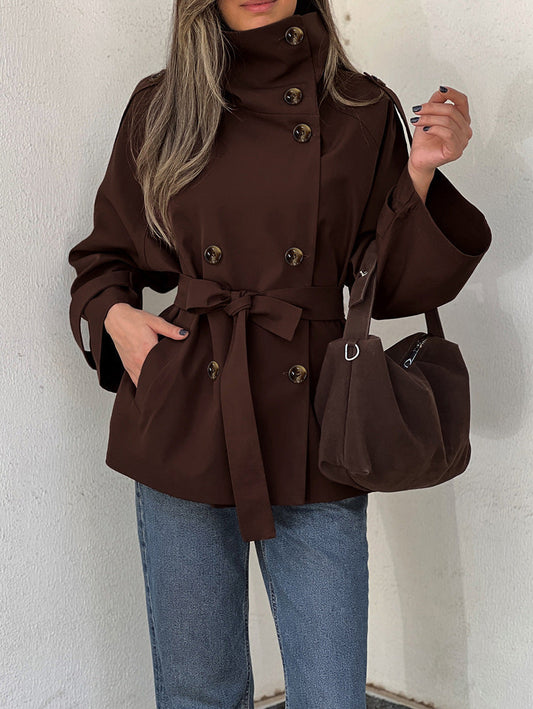 Floor - Dames Trenchcoat voor de Herfst met Ceintuur en Staande Kraag