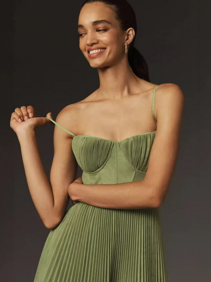 Floor - Elegante Bruiloft Gastenjurk Dames met Bustier en Geplooide Rok