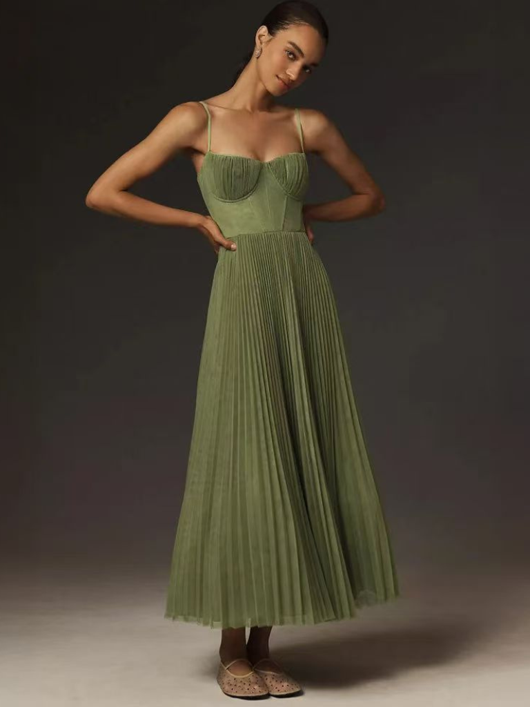 Floor - Elegante Bruiloft Gastenjurk Dames met Bustier en Geplooide Rok