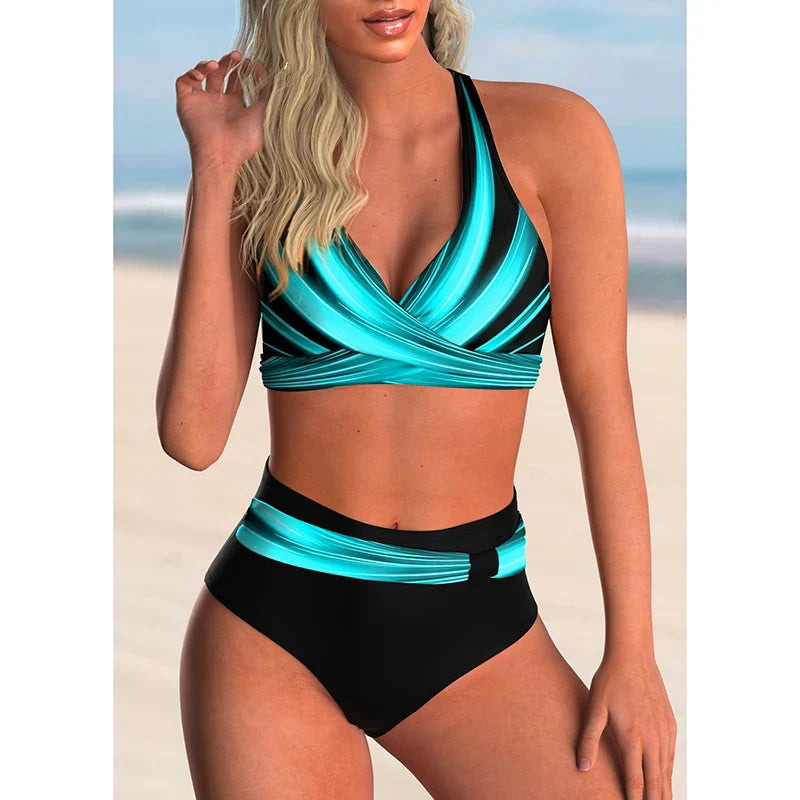 Floor - Moderne Bikini Set Dames met Gekruiste Halternek en Hoge Taille