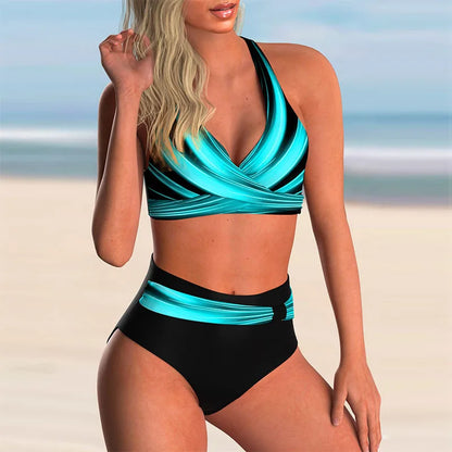 Floor - Moderne Bikini Set Dames met Gekruiste Halternek en Hoge Taille