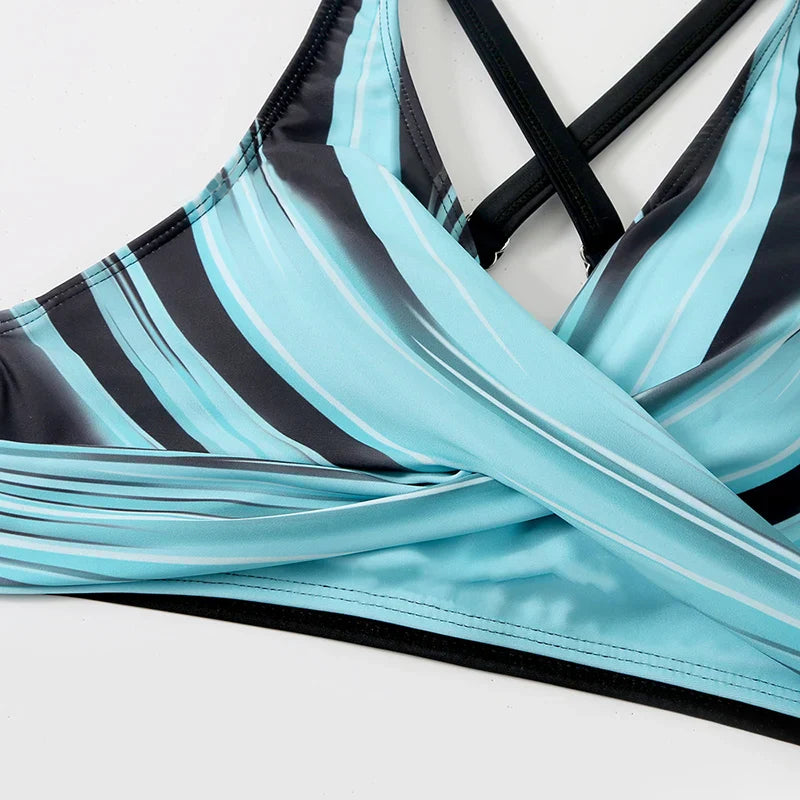 Floor - Moderne Bikini Set Dames met Gekruiste Halternek en Hoge Taille