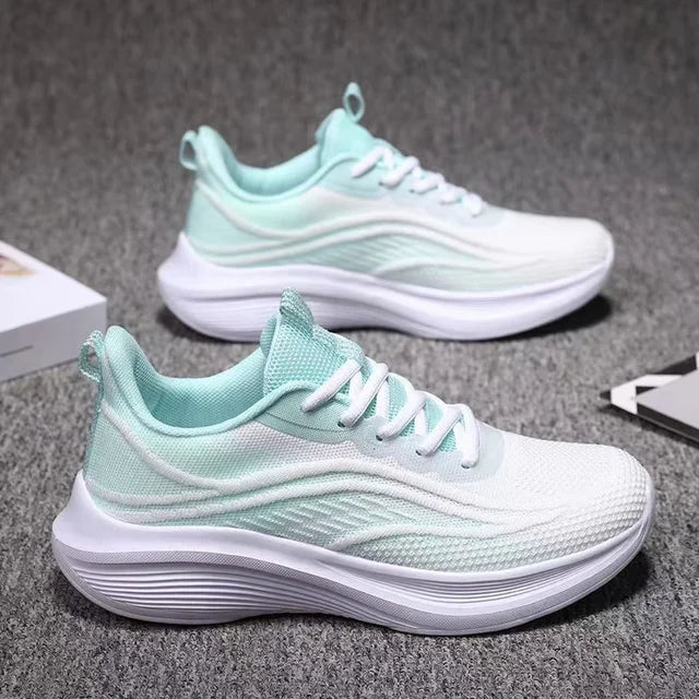 Sneakers Dames - Sportief Design met Gekleurde Hieldetail | Casual