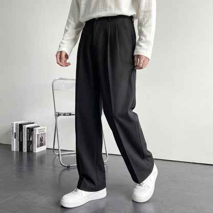 Gijs - Heren Pantalon Net met Rechte Pijp en Geplooide Voorkant