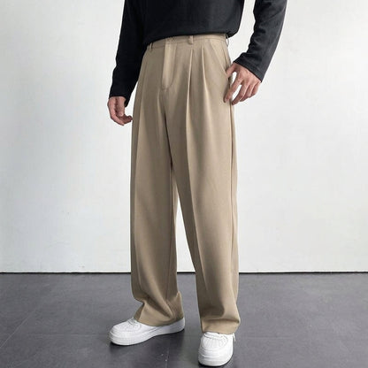 Gijs - Heren Pantalon Net met Rechte Pijp en Geplooide Voorkant