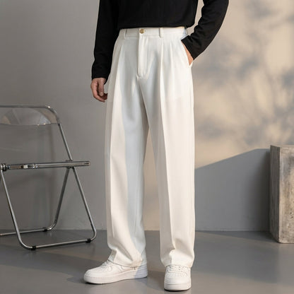 Gijs - Heren Pantalon Net met Rechte Pijp en Geplooide Voorkant