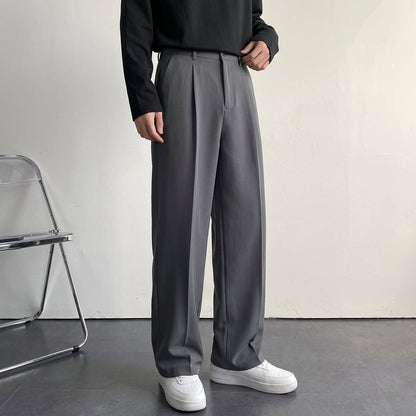 Gijs - Heren Pantalon Net met Rechte Pijp en Geplooide Voorkant