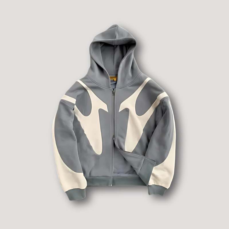 Gijs - Heren Hoodie Oversized Comfort met Ritssluiting Capuchon en Contrastprint