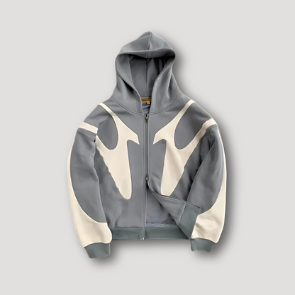 Gijs - Heren Hoodie Oversized Comfort met Ritssluiting Capuchon en Contrastprint