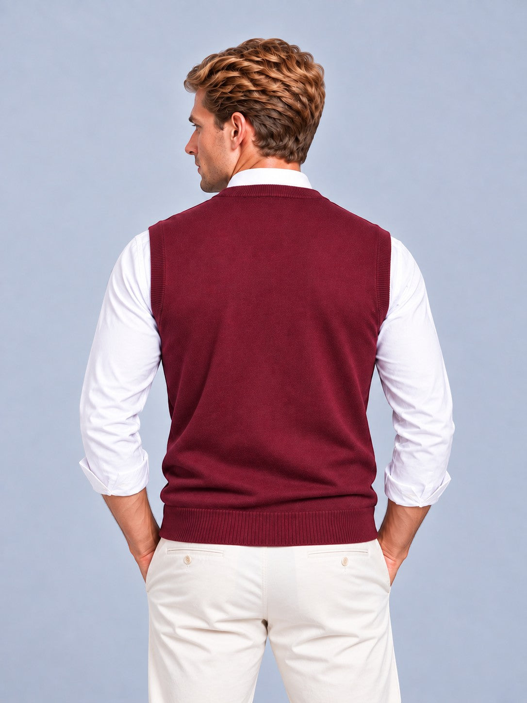 Gijs - Heren Spencer Gebreid in Nette Stijl met V-hals en Ribboorden