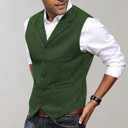 Gilet Heren - Klassiek Visgraat met Revers | Slim Fit