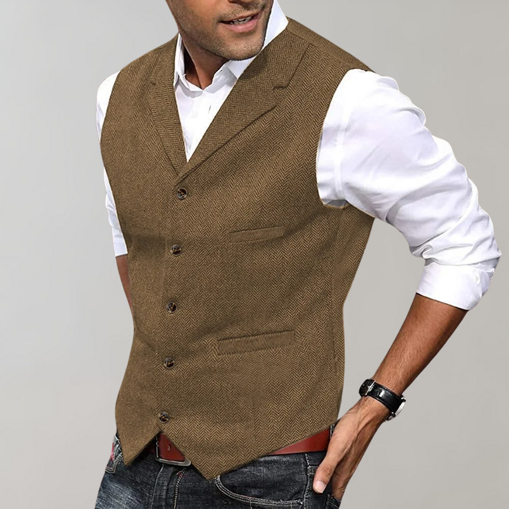 Gilet Heren - Klassiek Visgraat met Revers | Slim Fit