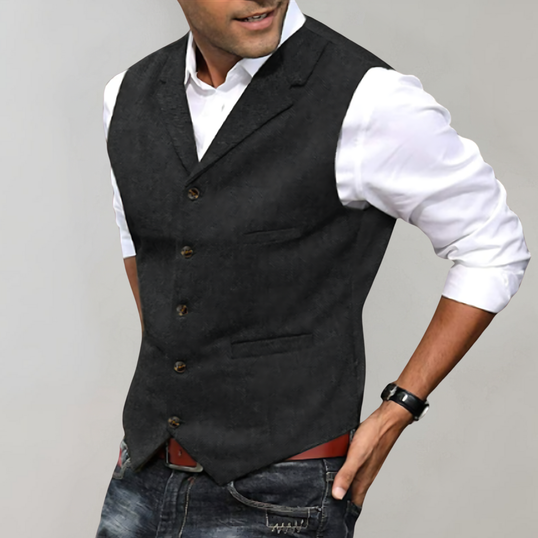 Gilet Heren - Klassiek Visgraat met Revers | Slim Fit