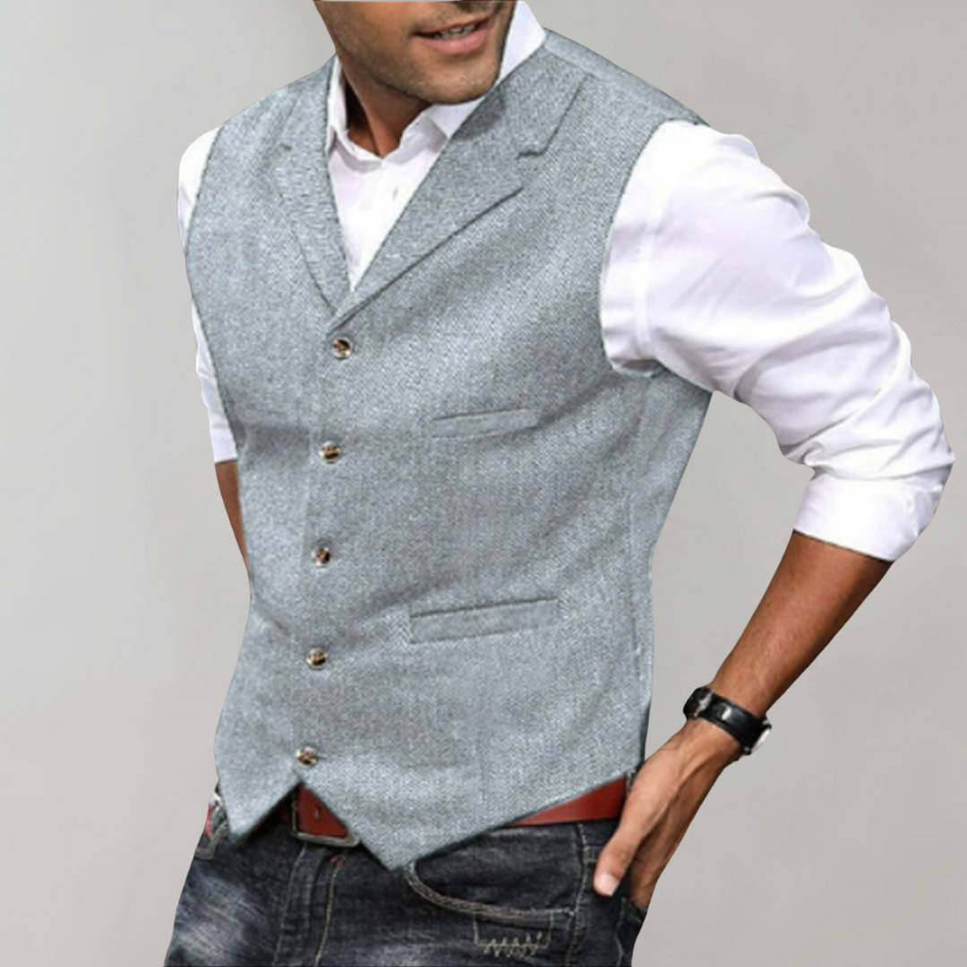 Gilet Heren - Klassiek Visgraat met Revers | Slim Fit