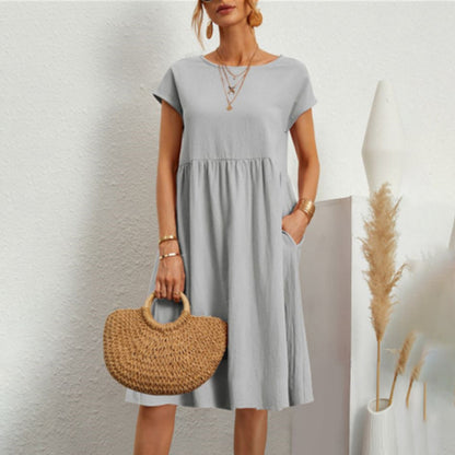 Jurk Dames - Korte Mouwen met Geplooide Taille | Zomer