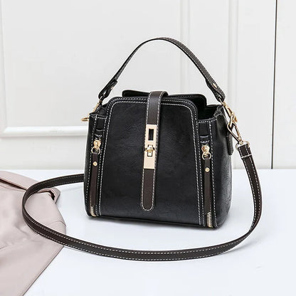 Tas Dames - Bucket Bag met Handvat en Gouden Slotdetail | Chique