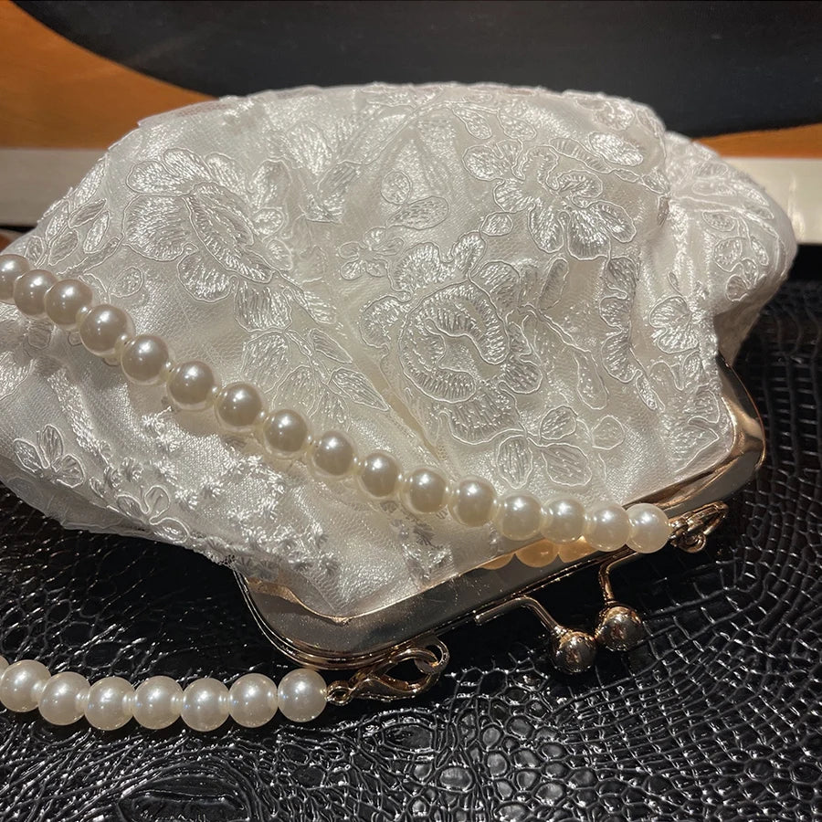 Tas Dames - Avondtasje met Parelketting en Kliksluiting | Chique