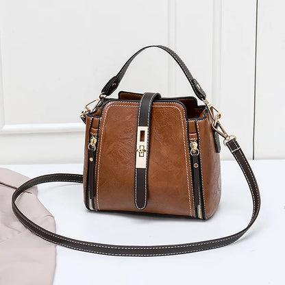 Tas Dames - Bucket Bag met Handvat en Gouden Slotdetail | Chique